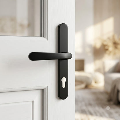 Moveable Pad Offset UPVC Multipoint Door Handles - 92/62mm PZ - Sprung - 240mm Screw Centres