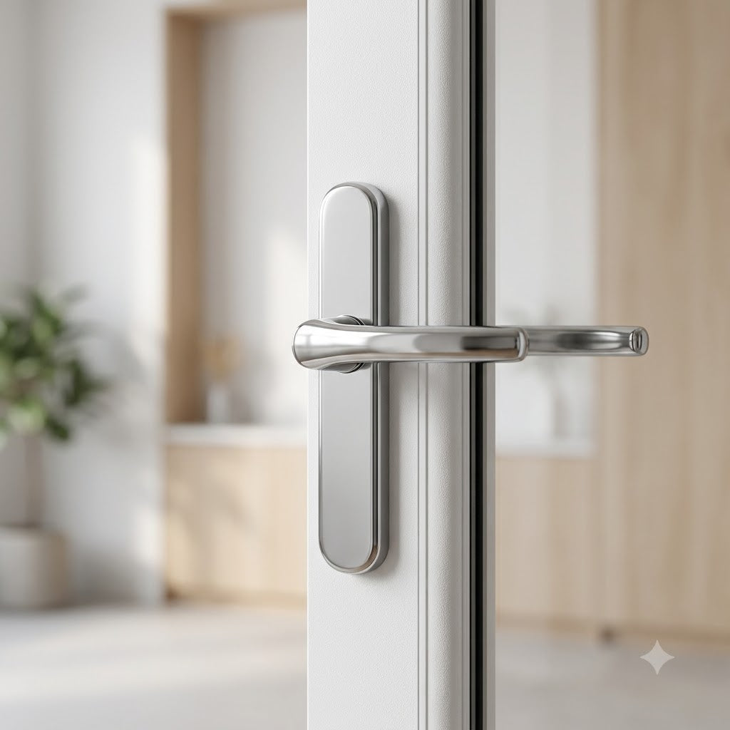 Moveable Pad Offset UPVC Multipoint Door Handles - 92/62mm PZ - Sprung - 240mm Screw Centres