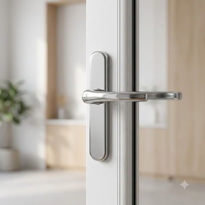 Moveable Pad Offset UPVC Multipoint Door Handles - 92/62mm PZ - Sprung - 240mm Screw Centres