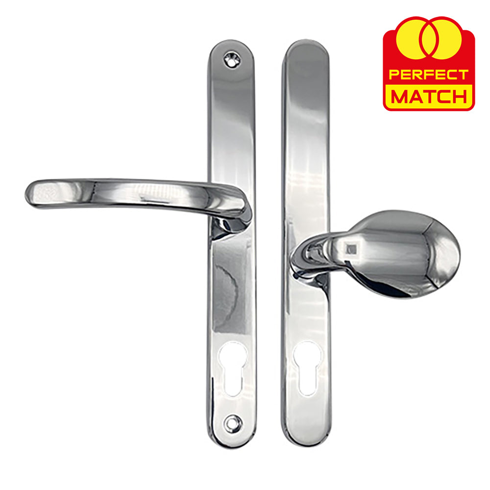 Moveable Pad Offset UPVC Multipoint Door Handles - 92/62mm PZ - Sprung - 240mm Screw Centres