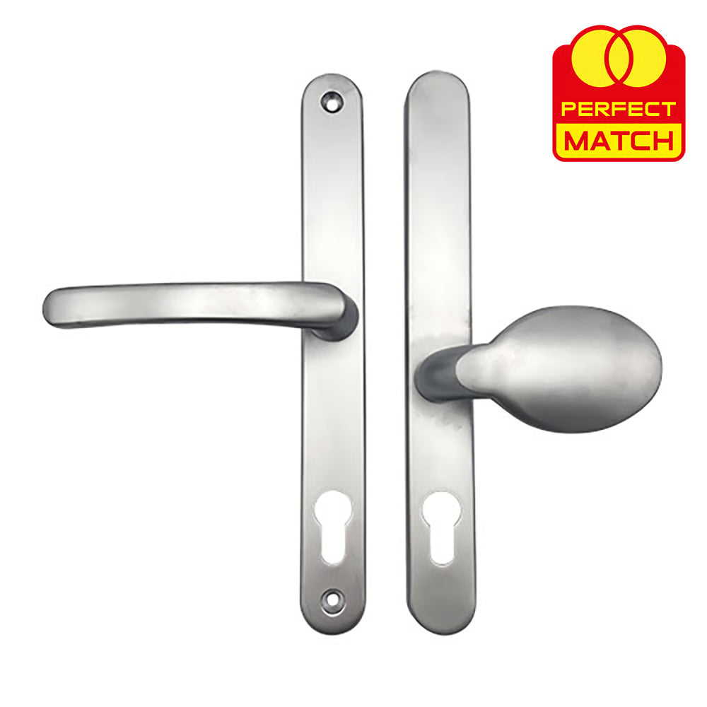Moveable Pad Offset UPVC Multipoint Door Handles - 92/62mm PZ - Sprung - 240mm Screw Centres