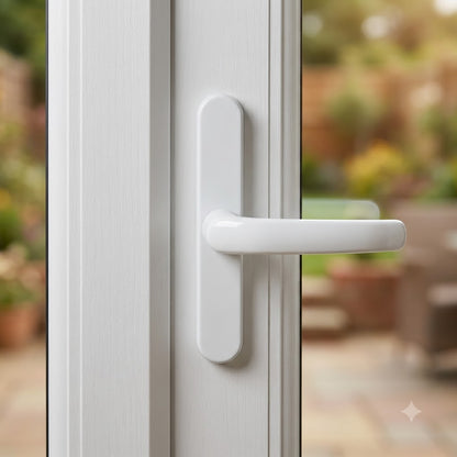 Moveable Pad Offset UPVC Multipoint Door Handles - 92/62mm PZ - Sprung - 240mm Screw Centres