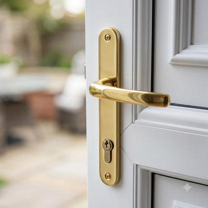 Moveable Pad UPVC Multipoint Door Handles - 92mm/62mm PZ Sprung 212mm Screw Centres