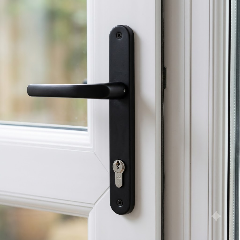 Moveable Pad UPVC Multipoint Door Handles - 92mm/62mm PZ Sprung 212mm Screw Centres