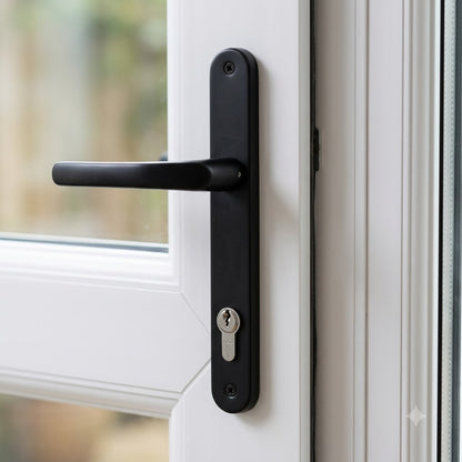 Moveable Pad UPVC Multipoint Door Handles - 92mm/62mm PZ Sprung 212mm Screw Centres