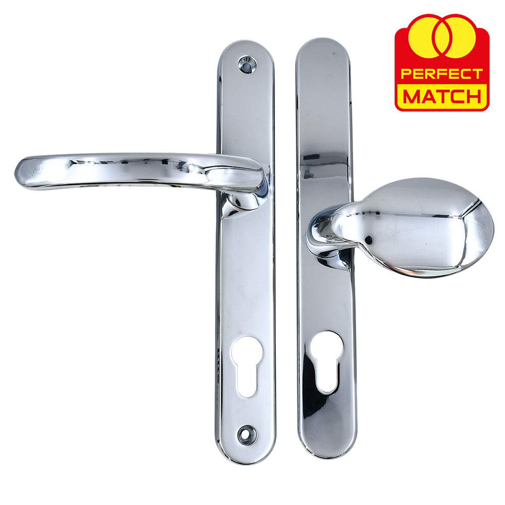 Moveable Pad UPVC Multipoint Door Handles - 92mm/62mm PZ Sprung 212mm Screw Centres