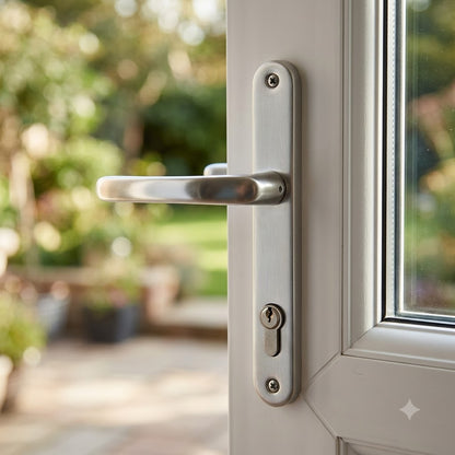 Moveable Pad UPVC Multipoint Door Handles - 92mm/62mm PZ Sprung 212mm Screw Centres