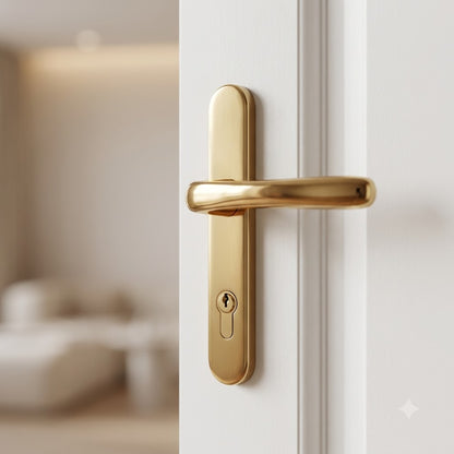 Offset Lever Moveable Pad Multipoint Door Handles - 95/65mm PZ - Sprung - 200mm Screw Centres