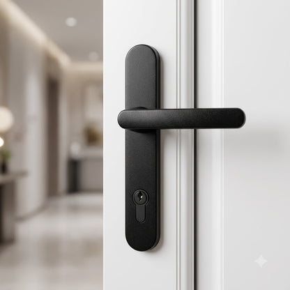 Offset Lever Moveable Pad Multipoint Door Handles - 95/65mm PZ - Sprung - 200mm Screw Centres