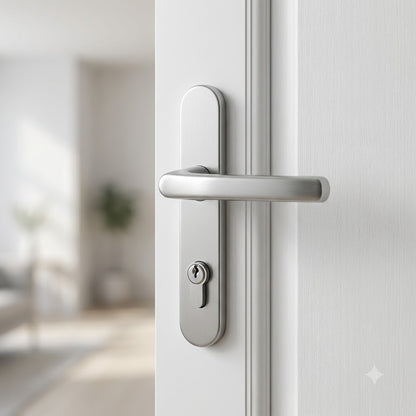 Offset Lever Moveable Pad Multipoint Door Handles - 95/65mm PZ - Sprung - 200mm Screw Centres