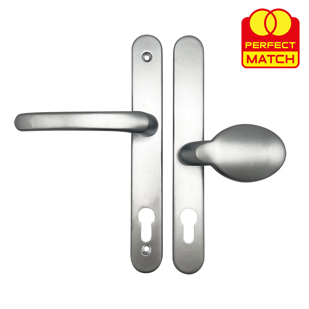 Offset Lever Moveable Pad Multipoint Door Handles - 95/65mm PZ - Sprung - 200mm Screw Centres
