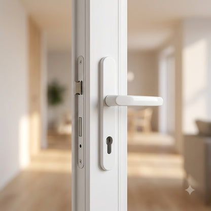 Offset Lever Moveable Pad Multipoint Door Handles - 95/65mm PZ - Sprung - 200mm Screw Centres