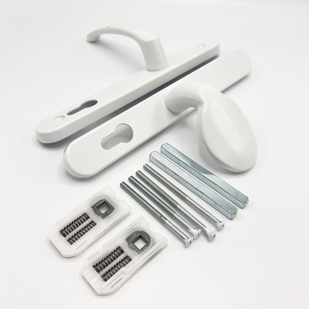 Offset Lever Moveable Pad Multipoint Door Handles - 95/65mm PZ - Sprung - 200mm Screw Centres
