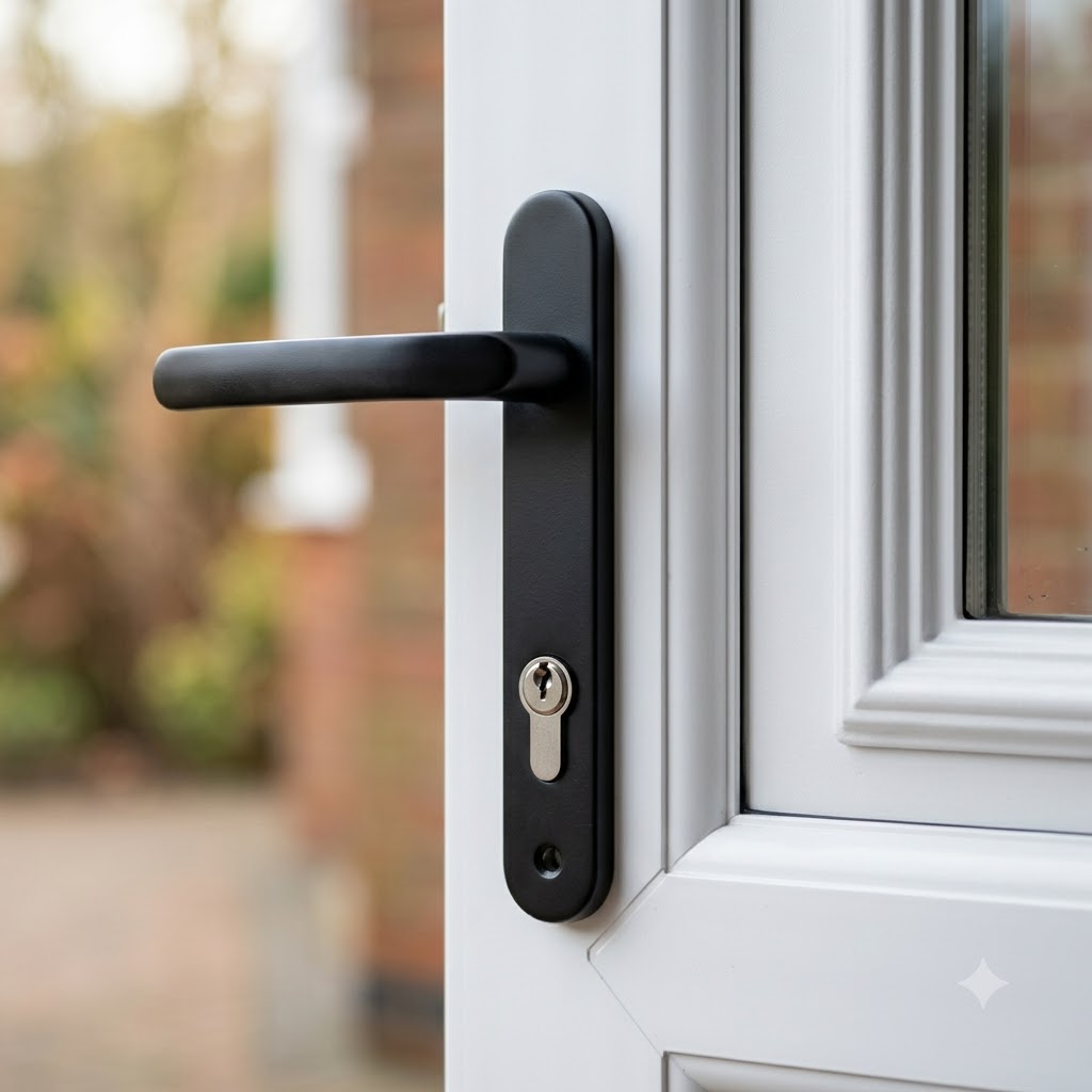 Blank External Lever Lever French Door Multipoint Handles – 92mm PZ Sprung 122mm Screw Centres