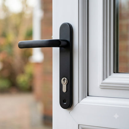 Blank External Lever Lever French Door Multipoint Handles – 92mm PZ Sprung 122mm Screw Centres