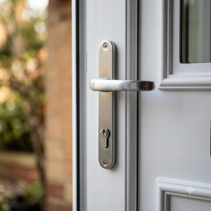 Blank External Lever Lever French Door Multipoint Handles – 92mm PZ Sprung 122mm Screw Centres
