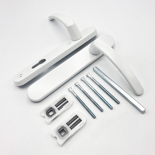 Blank External Lever Lever French Door Multipoint Handles – 92mm PZ Sprung 122mm Screw Centres
