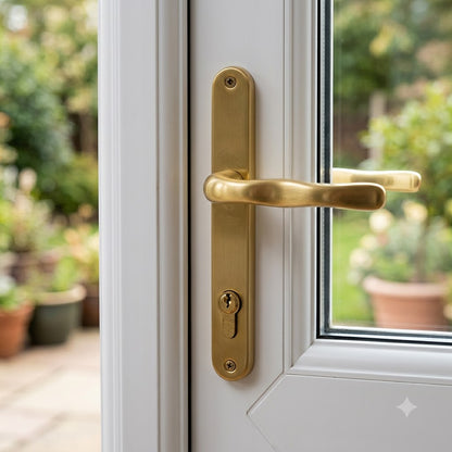 Blank External Lever Lever French Door Multipoint Handles – 92mm PZ Sprung 215mm Screw Centres