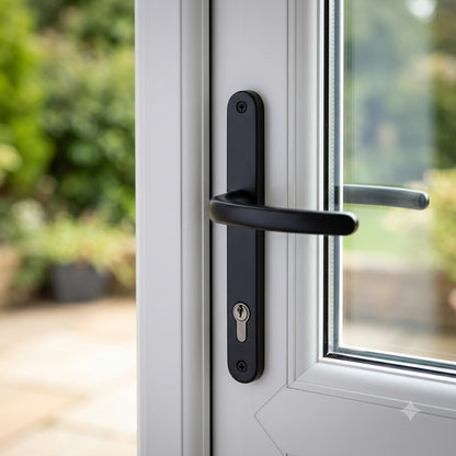 Blank External Lever Lever French Door Multipoint Handles – 92mm PZ Sprung 215mm Screw Centres