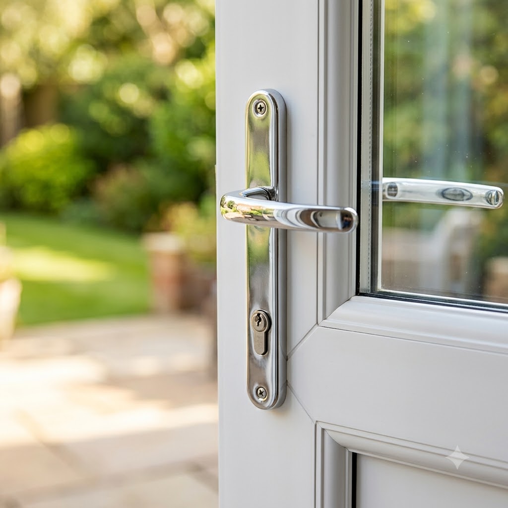 Blank External Lever Lever French Door Multipoint Handles – 92mm PZ Sprung 215mm Screw Centres