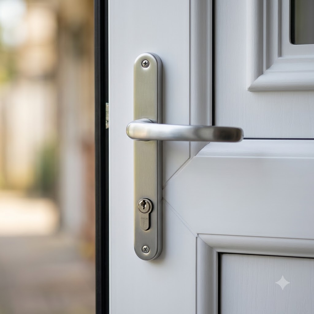 Blank External Lever Lever French Door Multipoint Handles – 92mm PZ Sprung 215mm Screw Centres