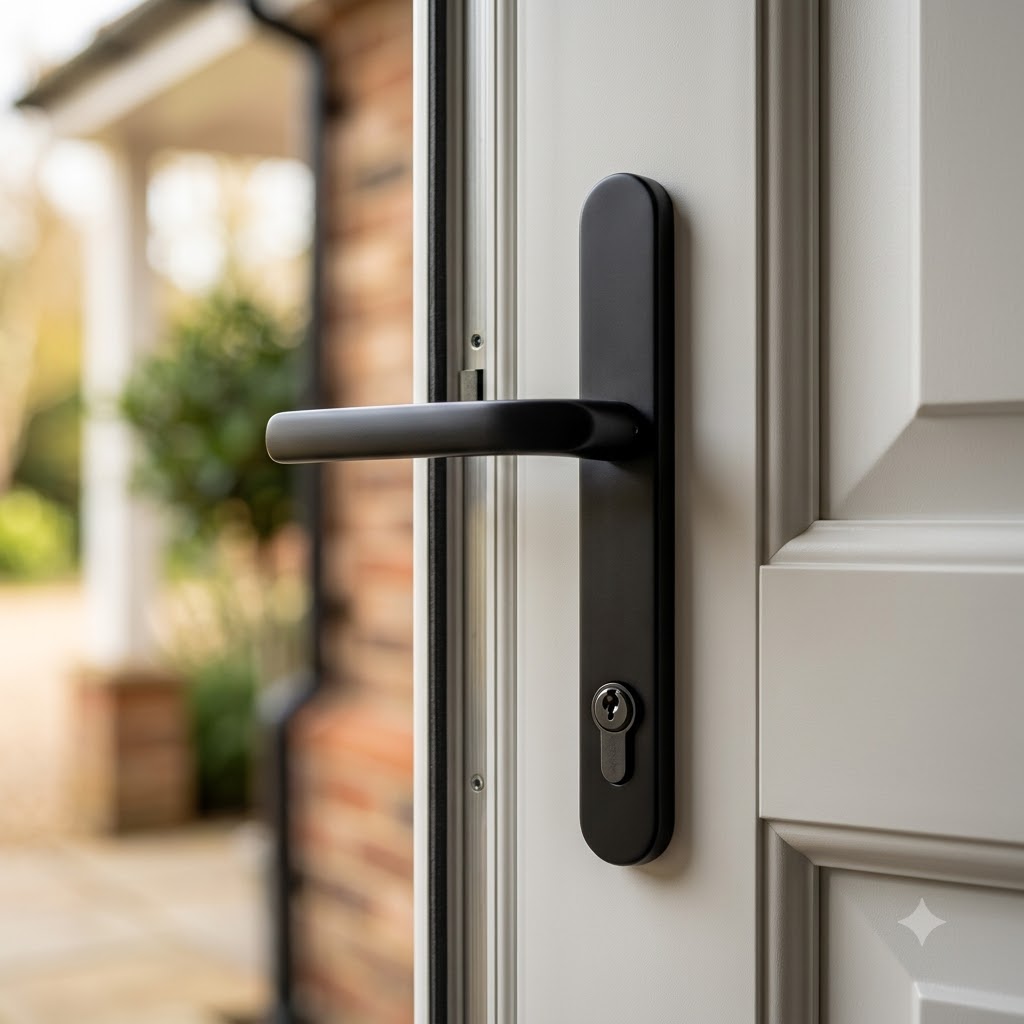 Lever UPVC Multipoint Door Handles - 117mm PZ - Sprung - 237mm Screw Centres - 267mm Backplate