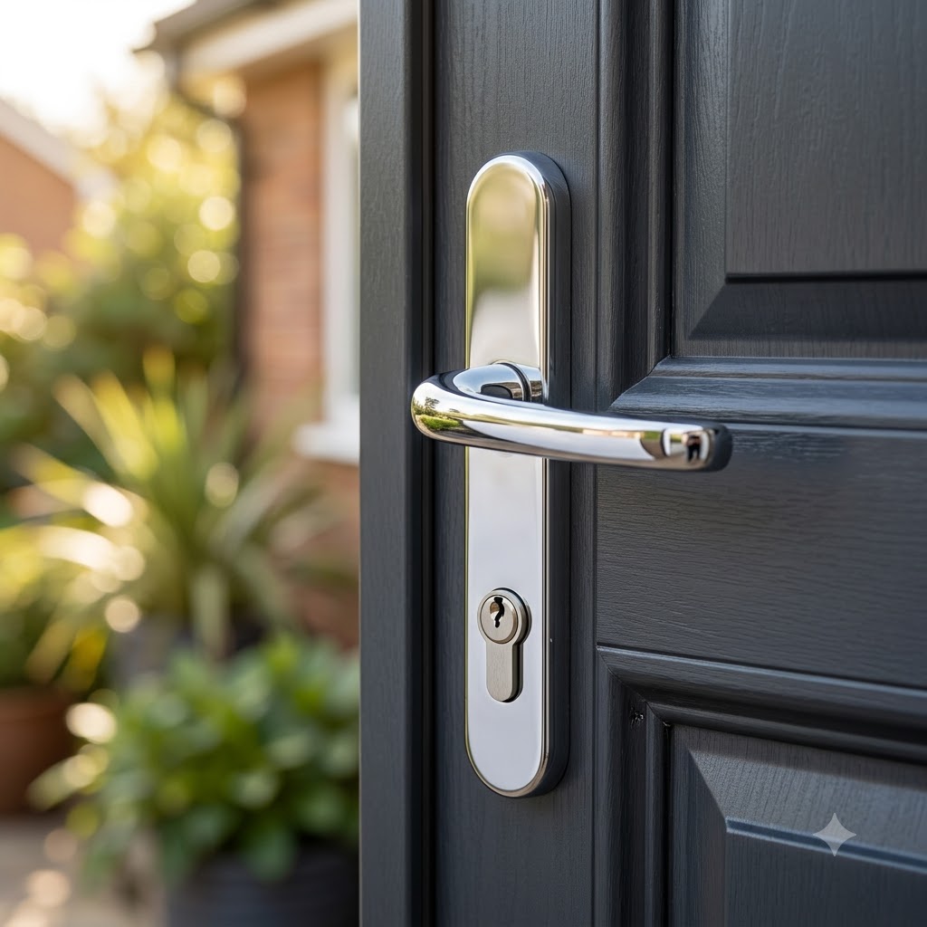 Lever UPVC Multipoint Door Handles - 117mm PZ - Sprung - 237mm Screw Centres - 267mm Backplate