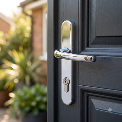 Lever UPVC Multipoint Door Handles - 117mm PZ - Sprung - 237mm Screw Centres - 267mm Backplate