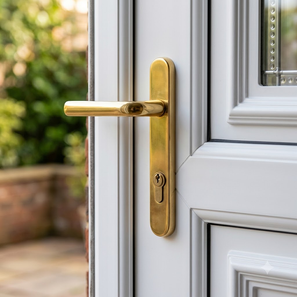 Grade 304 Stainless Steel Lever Lever UPVC Multipoint Door Handles - 92mm PZ Sprung 210mm Screw Centres