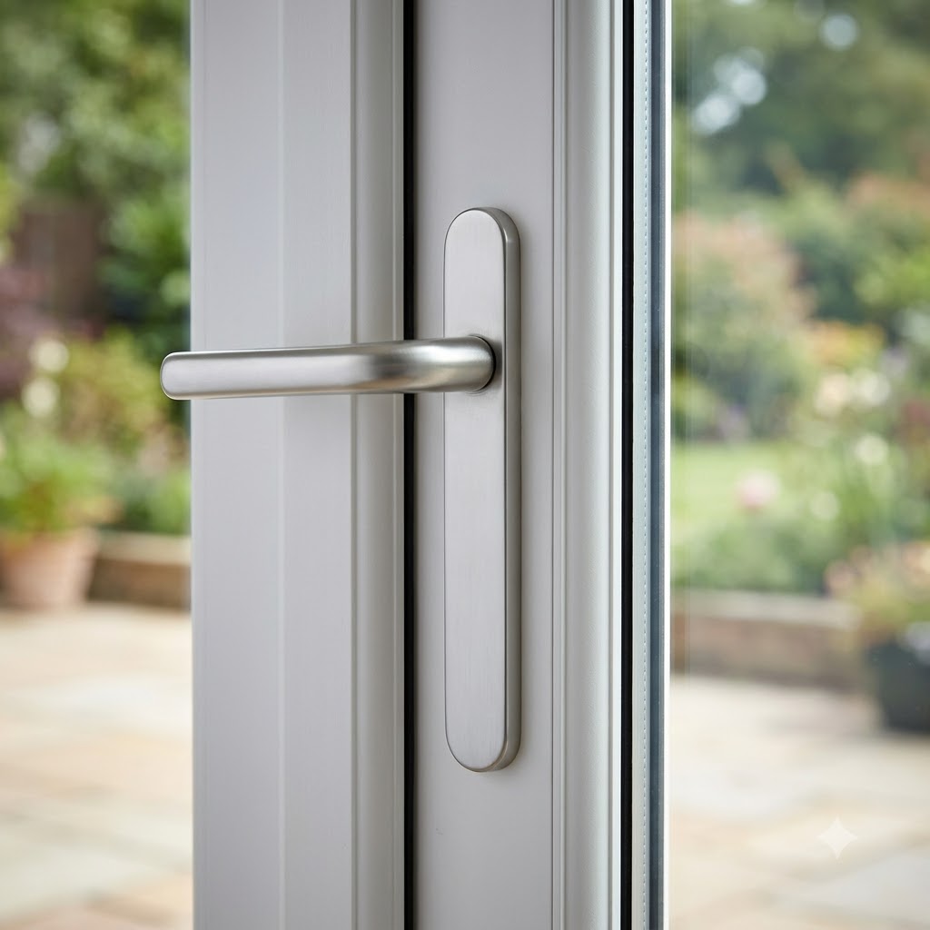 Grade 304 Stainless Steel Lever Lever UPVC Multipoint Door Handles - 92mm PZ Sprung 210mm Screw Centres