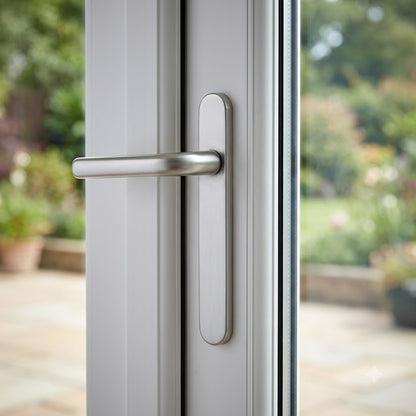 Grade 304 Stainless Steel Lever Lever UPVC Multipoint Door Handles - 92mm PZ Sprung 210mm Screw Centres