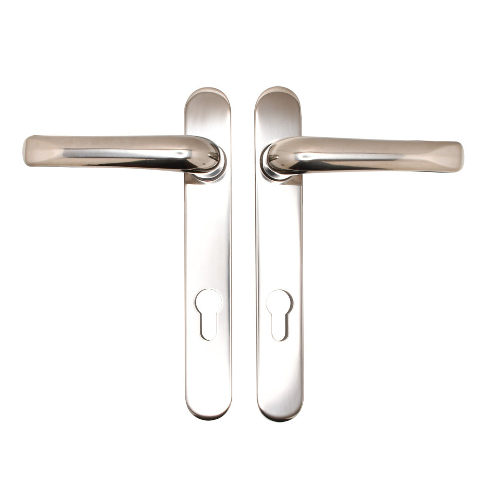 Grade 304 Stainless Steel Lever Lever UPVC Multipoint Door Handles - 92mm PZ Sprung 122mm Screw Centres