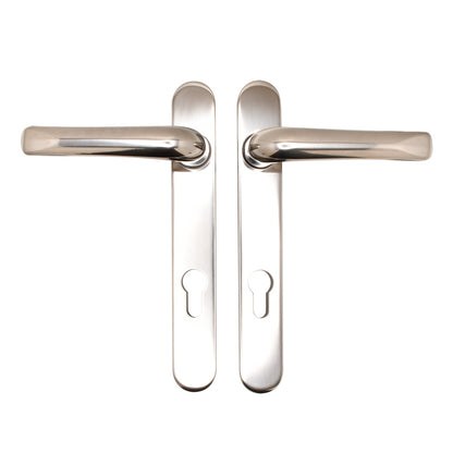 Grade 304 Stainless Steel Lever Lever UPVC Multipoint Door Handles - 92mm PZ Sprung 122mm Screw Centres