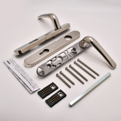 Grade 304 Stainless Steel Lever Lever UPVC Multipoint Door Handles - 92mm PZ Sprung 122mm Screw Centres