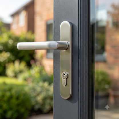 Grade 304 Stainless Steel Lever Lever UPVC Multipoint Door Handles - 92mm PZ Sprung 210mm Screw Centres