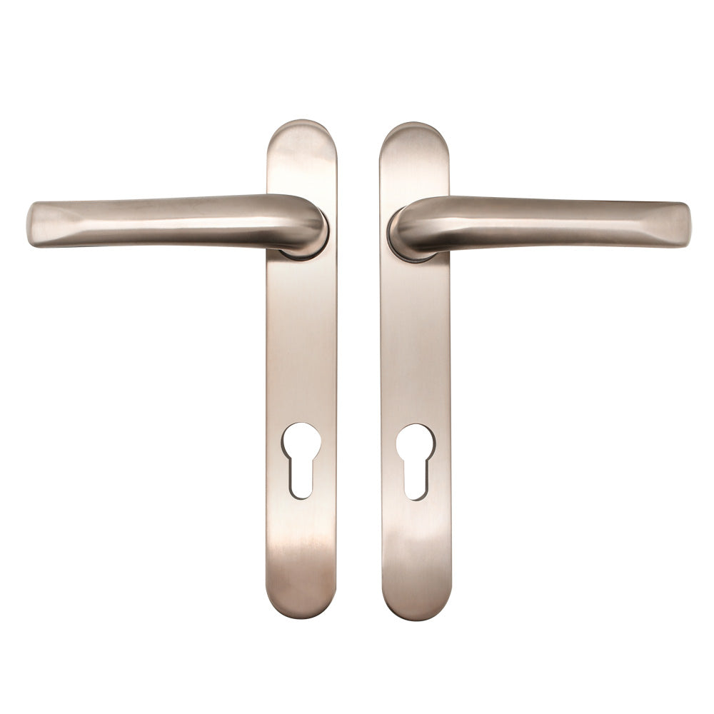 Grade 304 Stainless Steel Lever Lever UPVC Multipoint Door Handles - 92mm PZ Sprung 122mm Screw Centres
