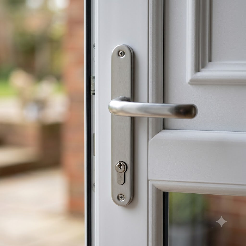 Grade 304 Stainless Steel Lever Lever UPVC Multipoint Door Handles - 92mm PZ Sprung 210mm Screw Centres
