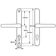 Lever Universal UPVC Multipoint Door Handles - 92mm PZ - Sprung - 264mm Screw Centres