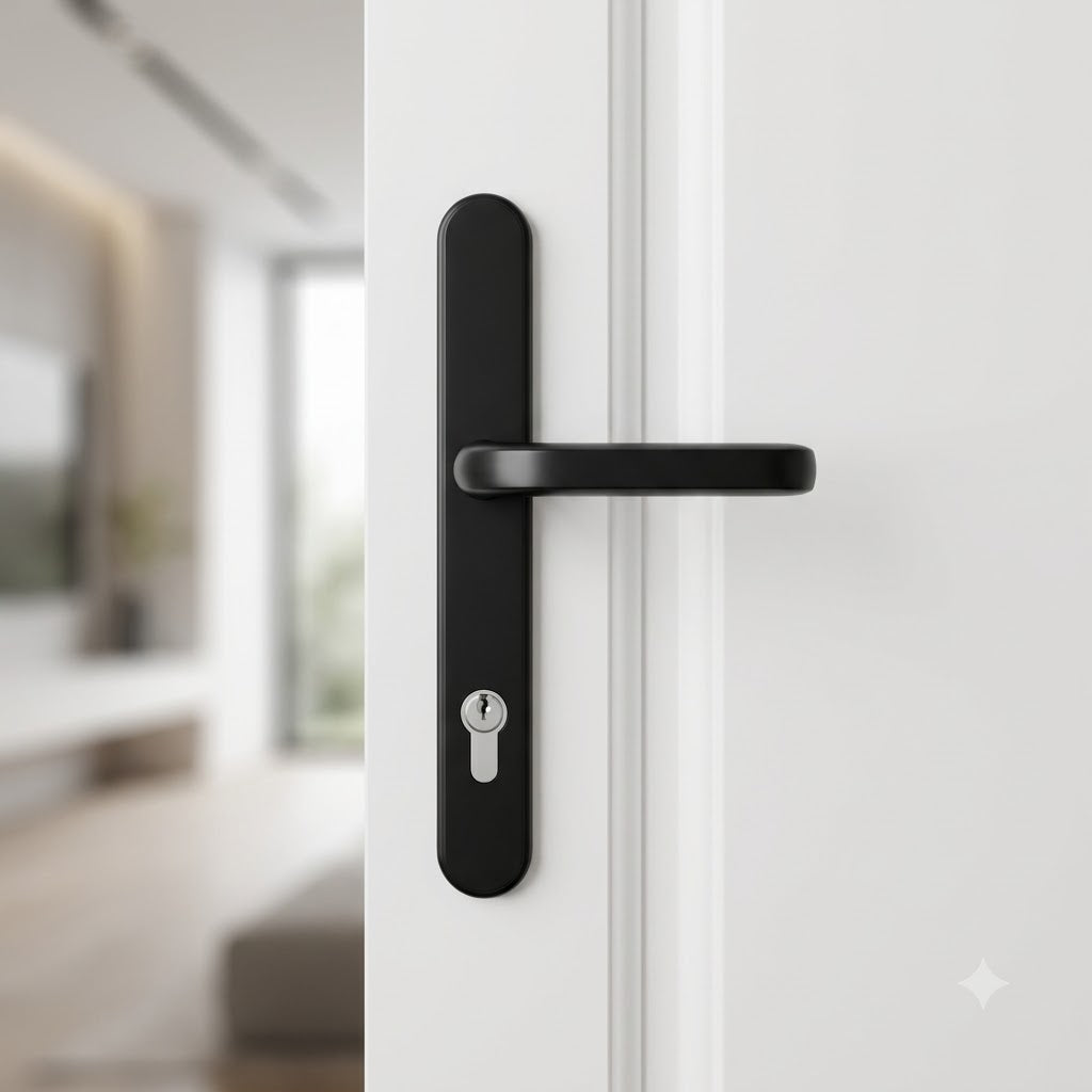 Moveable Pad Offset UPVC Multipoint Door Handles - 92/62mm PZ - Sprung - 264mm Screw Centres