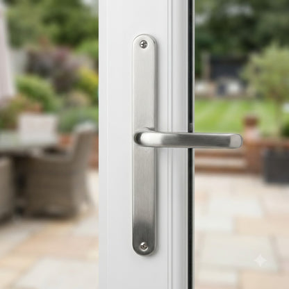 Moveable Pad Offset UPVC Multipoint Door Handles - 92/62mm PZ - Sprung - 264mm Screw Centres