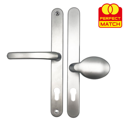 Moveable Pad Offset UPVC Multipoint Door Handles - 92/62mm PZ - Sprung - 264mm Screw Centres