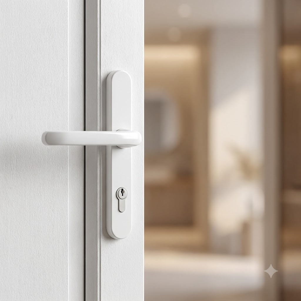 Moveable Pad Offset UPVC Multipoint Door Handles - 92/62mm PZ - Sprung - 264mm Screw Centres