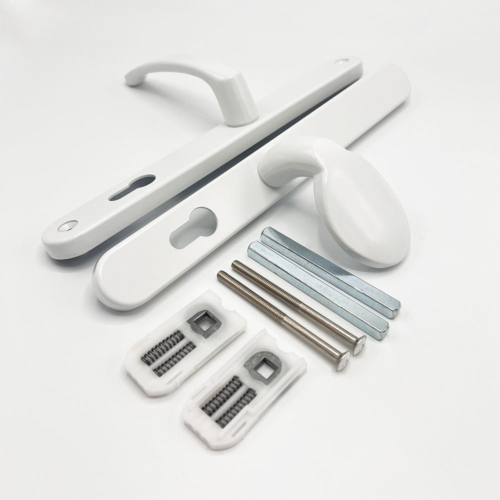 Moveable Pad Offset UPVC Multipoint Door Handles - 92/62mm PZ - Sprung - 264mm Screw Centres