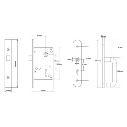 NKS Reversible Disabled Bathroom Lockset (Radar Type)