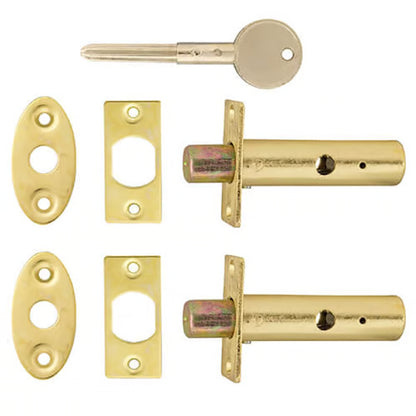 Mortice (Rack) Spline (Star) Key Door Bolts - 2 Bolts 1 Key - 32mm Backset