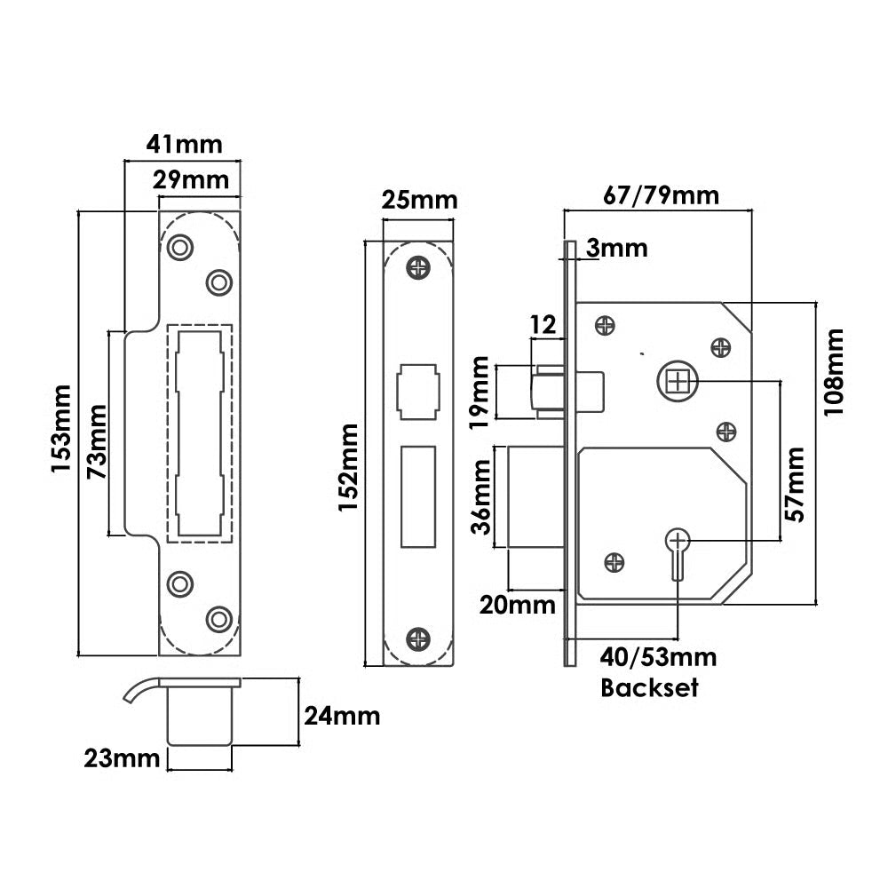 Retro Fit British Standard 5 Lever Mortice Sashlock