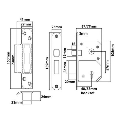 Retro Fit British Standard 5 Lever Mortice Sashlock