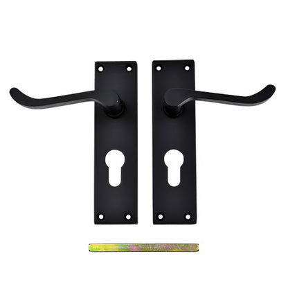 Black Victorian Scroll Lever On Plate Furniture