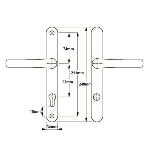 Ultion TS007 2* Lever Lever UPVC Multipoint Door Handles - 92mm PZ Sprung 211mm Screw Centres