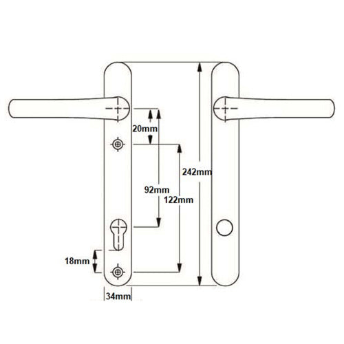 Ultion TS007 2* Lever Lever UPVC Multipoint Door Handles - 92mm PZ Sprung 122mm Screw Centres